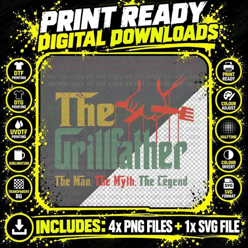 Vintage Funny the Grillfather Grill Fathers Vintage Png SVG Digital Bundle