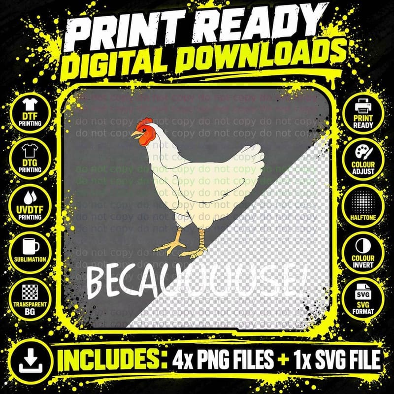 Why Are Chickens So Funny Because Funny Trending Meme Png SVG Digital Bundle