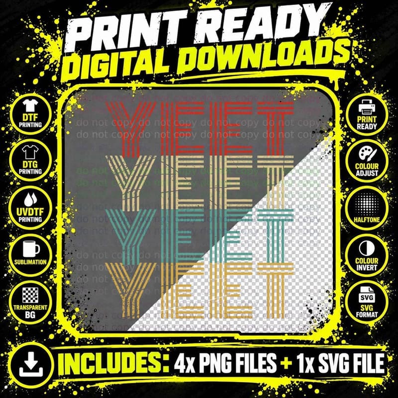 Yeet Tee Kid's Trendy Yeeting Meme Slogan Urban Youth Png SVG Digital Bundle