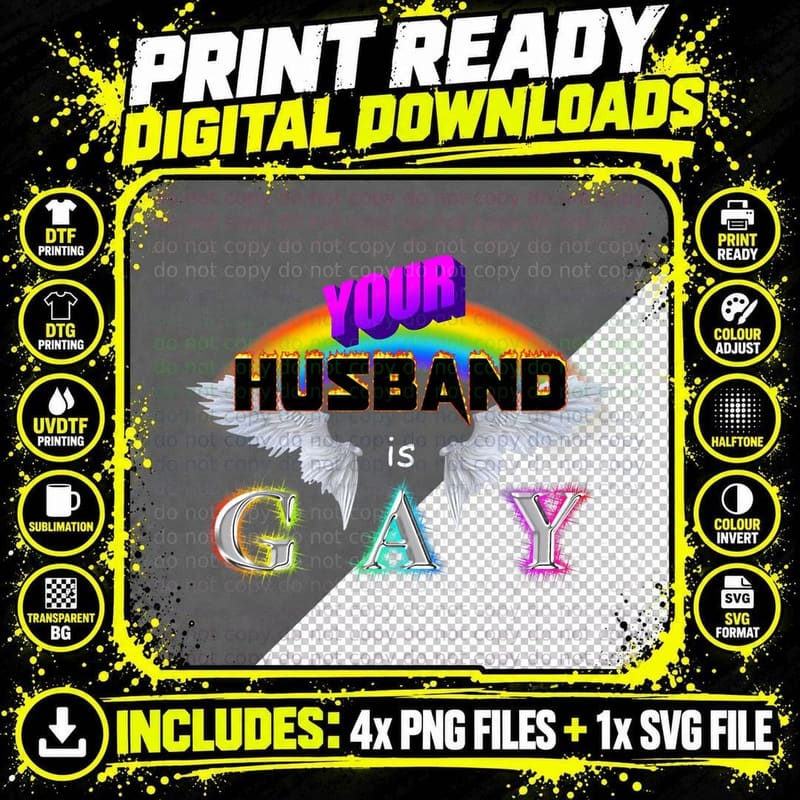 Your Husband Is Gay Meme T-Shirt Png SVG Digital Bundle