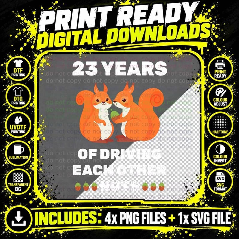23rd 23-Year Wedding Anniversary Funny Couple for Him Png SVG Digital Bundle