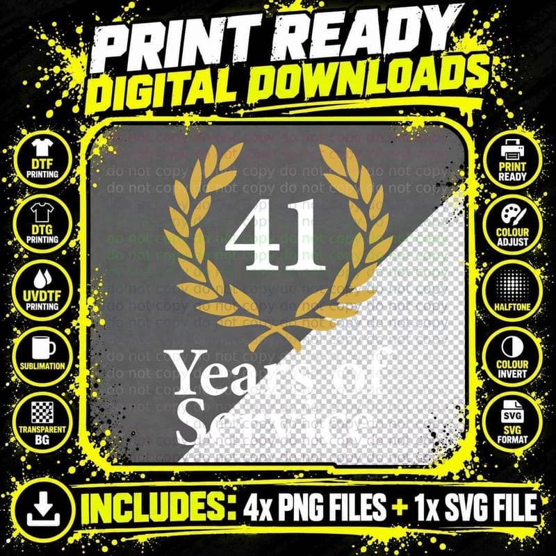 41 Years of Service Funny 41st Work Anniversary Jubilee Png SVG Digital Bundle