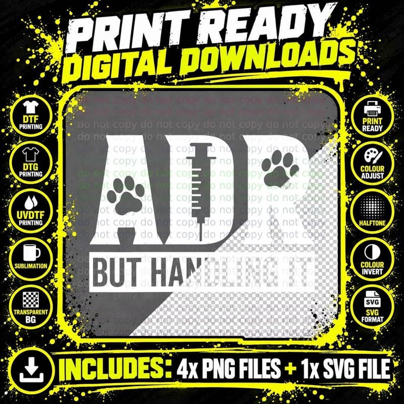 ADR but Handling It Funny Vet Tech Veterinary Png SVG Digital Bundle