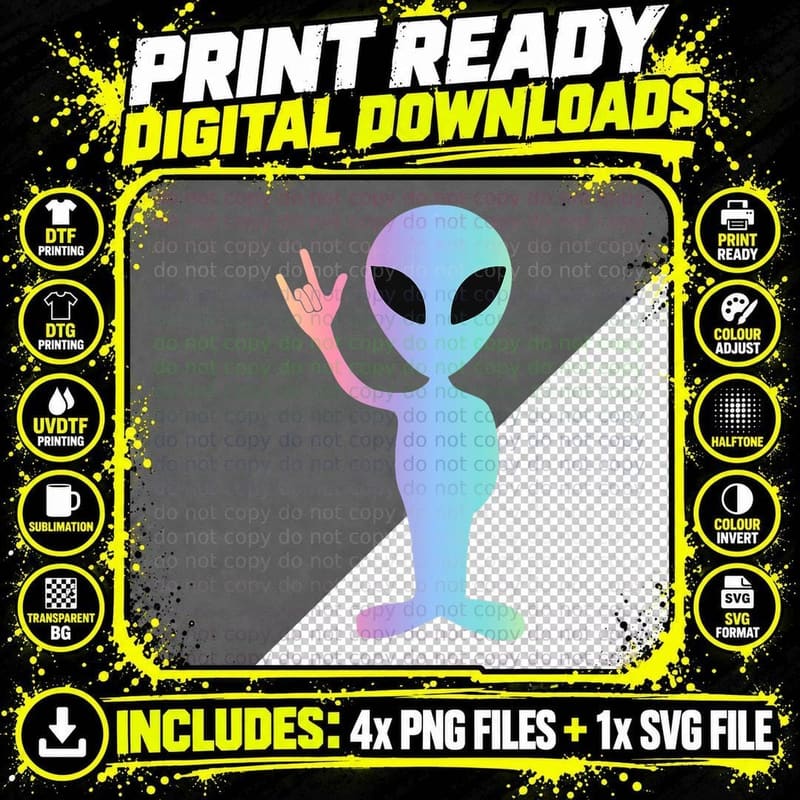ASL I Love You Sign Language Funny Alien Gift T-Shirt Png SVG Digital Bundle