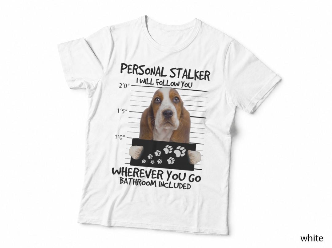 Basset Hound Mugshot T-Shirt, Funny Sarcasm, Pet Lover Apparel