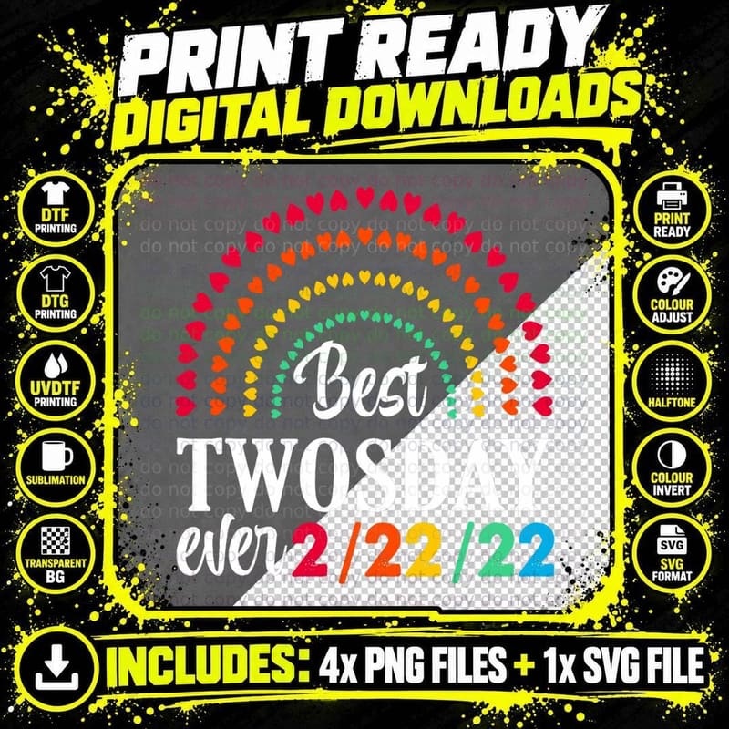 Best Twosday Ever Teaching on Tuesday 2-22-22 Funny Png SVG Digital Bundle