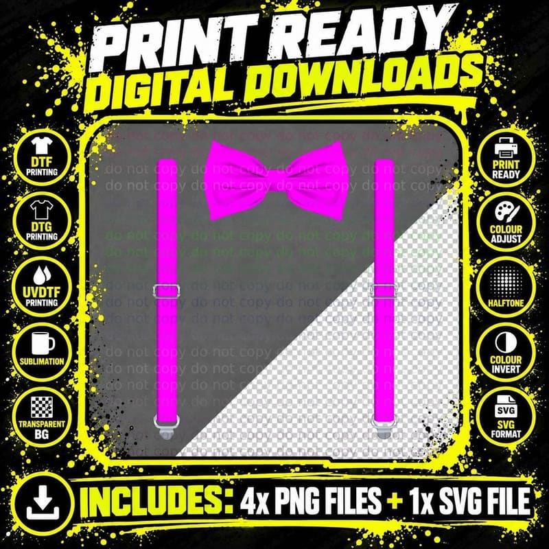 Bow Tie with Suspenders Funny Wedding and Special Png SVG Digital Bundle