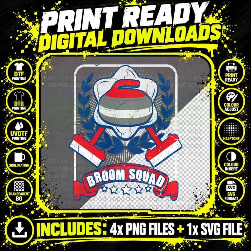 Broom Squad Curling Hoodie Winter Sports Curler Funny Png SVG Digital Bundle