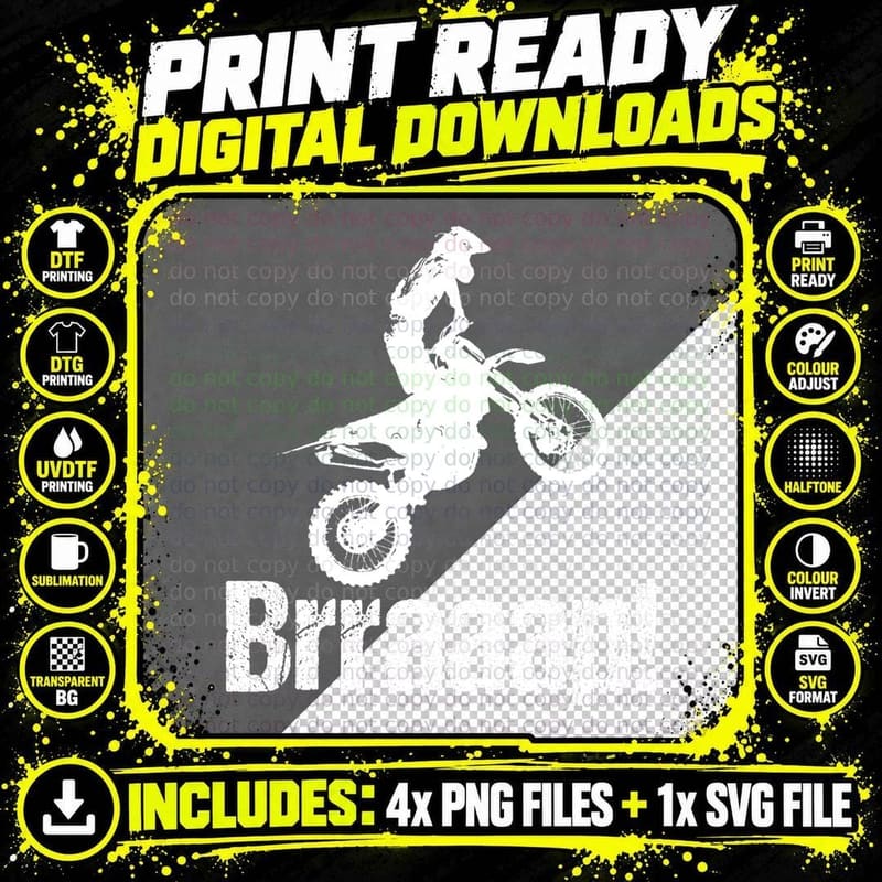 Brraaap Funny Dirt Bike Motocross T-Shirt for Riders Png SVG Digital Bundle