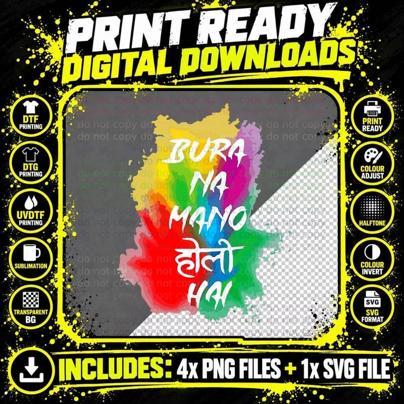 Bua Na Mano Funny Hindu Holi Festival T-Shirt Png SVG Digital Bundle