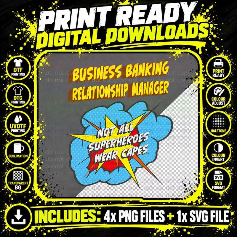 Business Banking Relationship Manager Funny Superhero Png SVG Digital Bundle