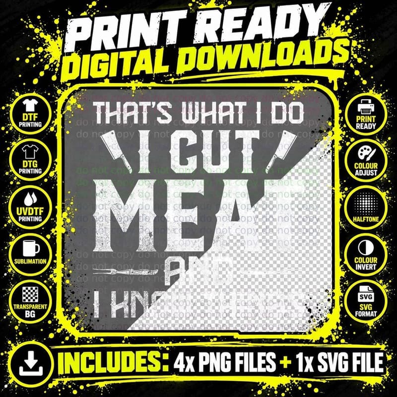 Butcher for Men Meat Cutter Funny Cutting Meat Market Png SVG Digital Bundle