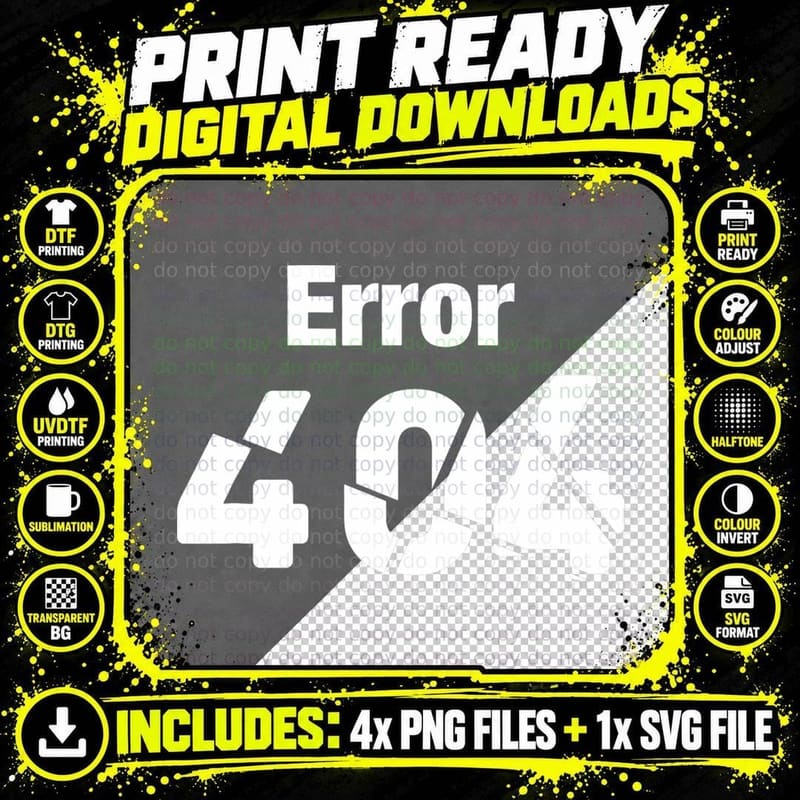 Cool Error 404 Not Found Funny Robot Coding Sarcastic Png SVG Digital Bundle