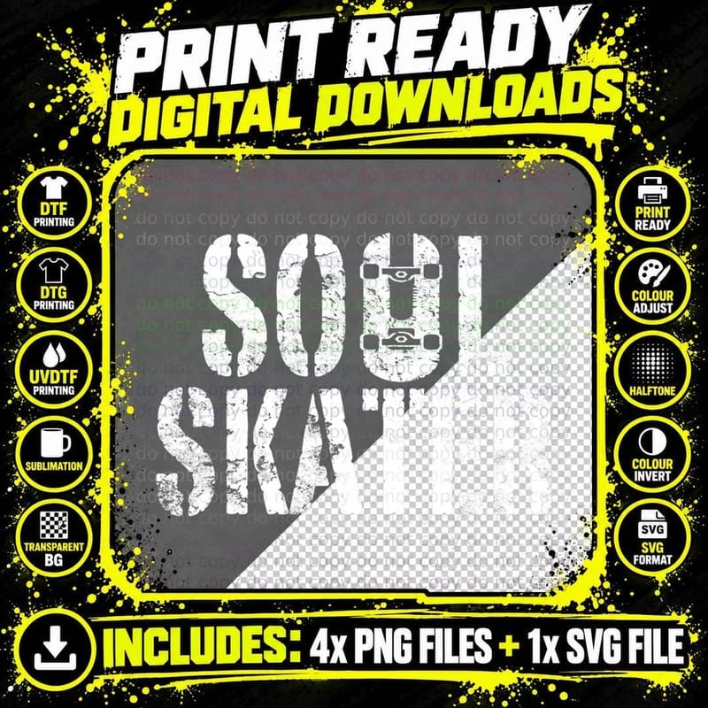 Cool Retro Skateboarding Vintage Funny Kids Boys Men's Png SVG Digital Bundle