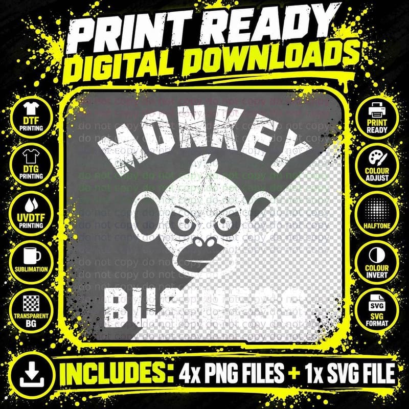 Coolest Monkey in the Jungle Tshirt Funny Business Shirt Png SVG Digital Bundle