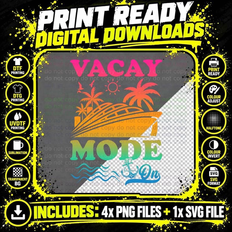 Cruise Ship Vacay Mode on Funny T-Shirt Png SVG Digital Bundle