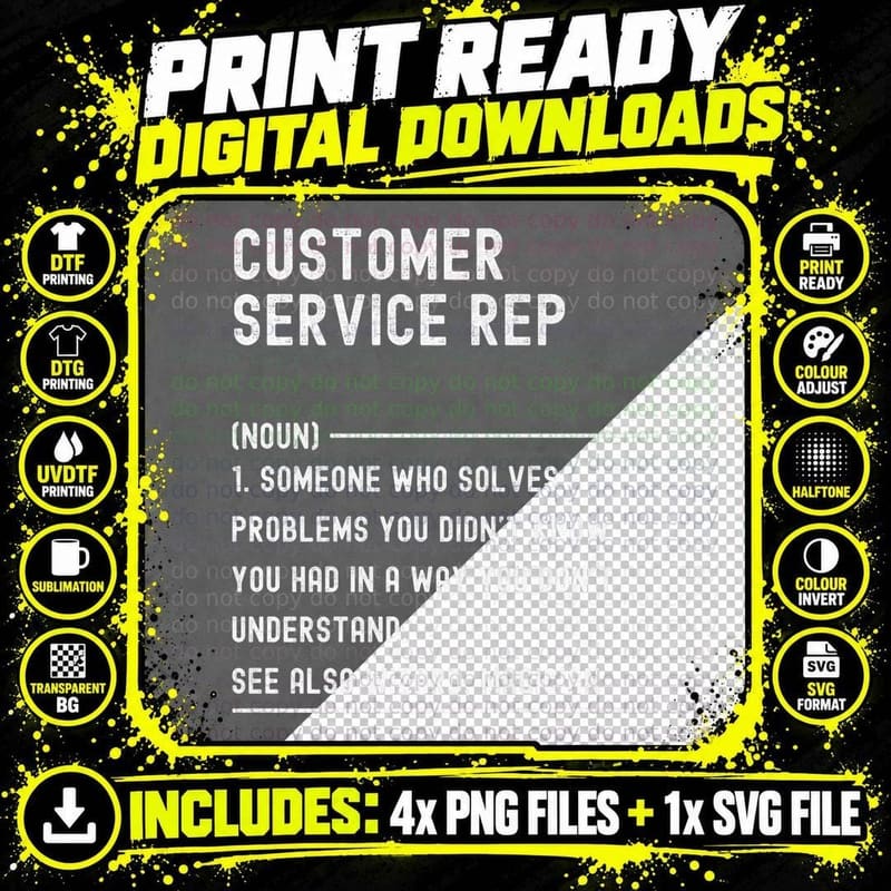 Customer Service Rep Definition Shirts Funny Job Title Png SVG Digital Bundle