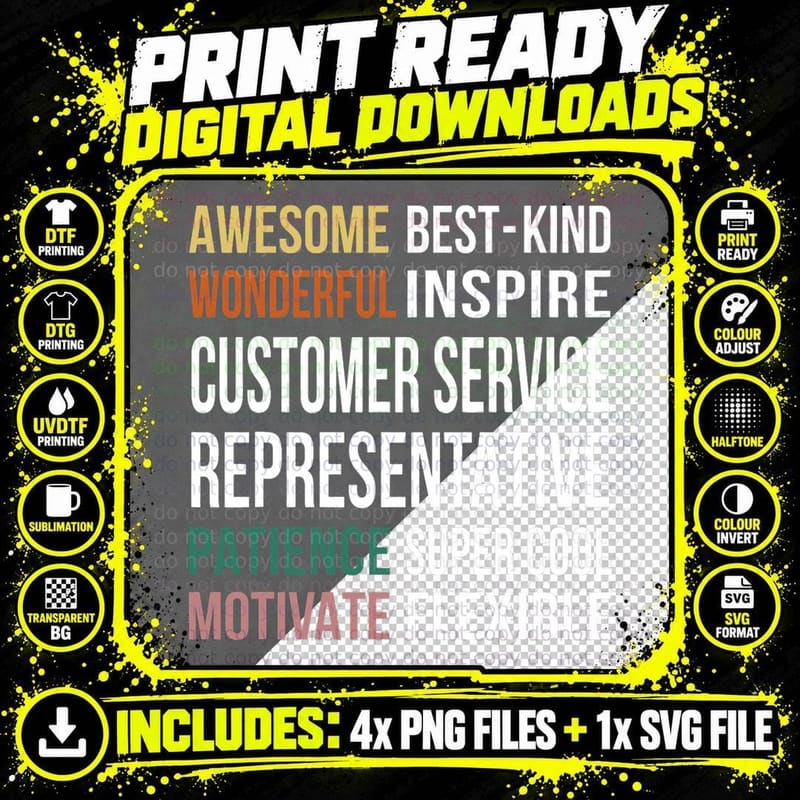 Customer Service Representative Tee Funny Appreciation Png SVG Digital Bundle