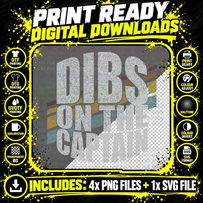 Dibs on the Captain Funny Boating Boat Lover Vintage Png SVG Digital Bundle