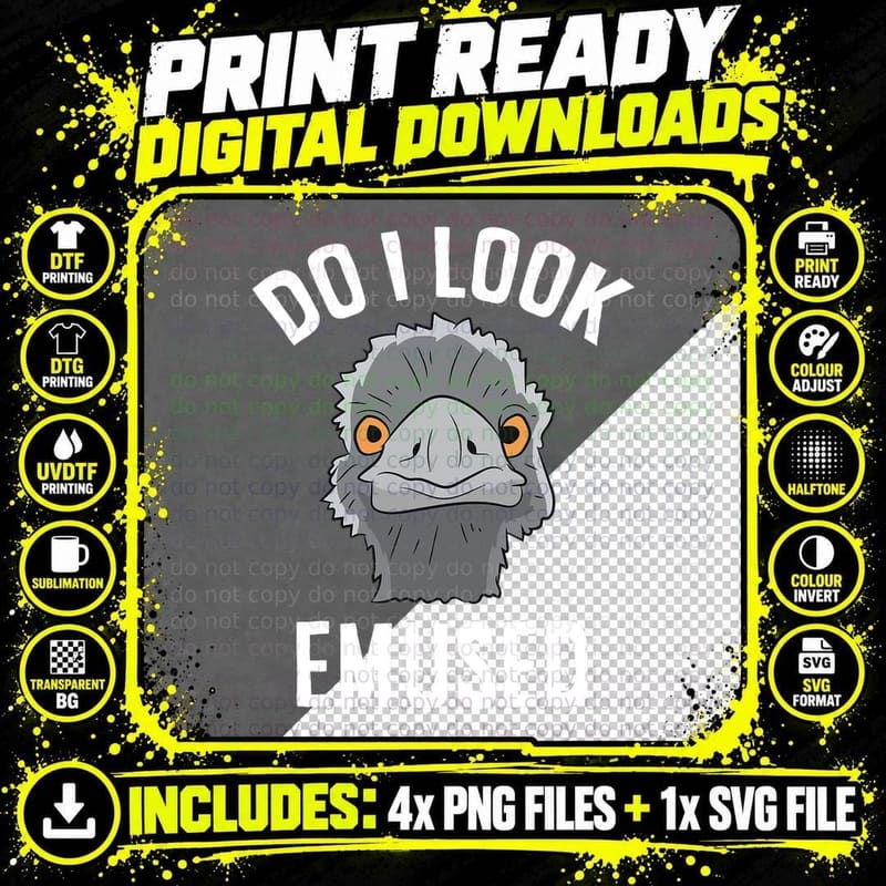 Do I Look Amused Funny Emu Animal Love Emus T-Shirt Png SVG Digital Bundle