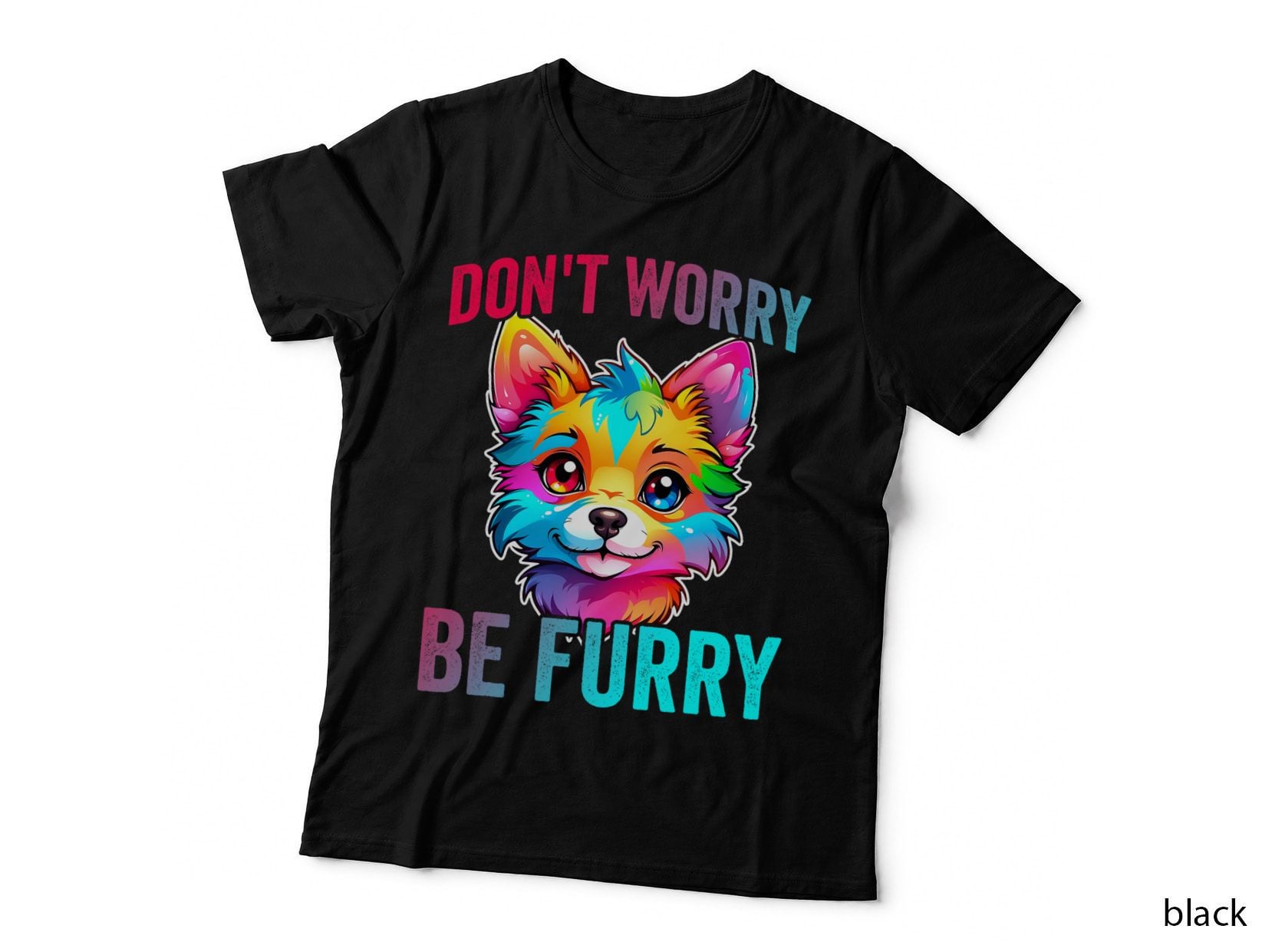 Don't Worry Be Furry Fandom Retro Funny Fursona T-Shirt