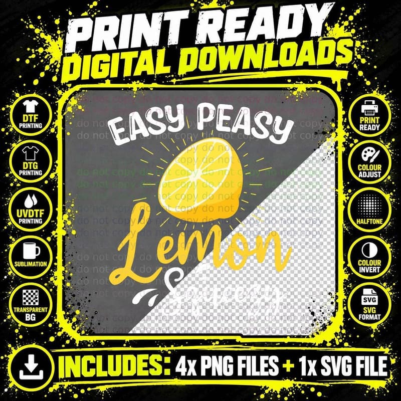 Easy Peasy Lemon Squeezy Hot Summer Vacay Funny Summer Png SVG Digital Bundle