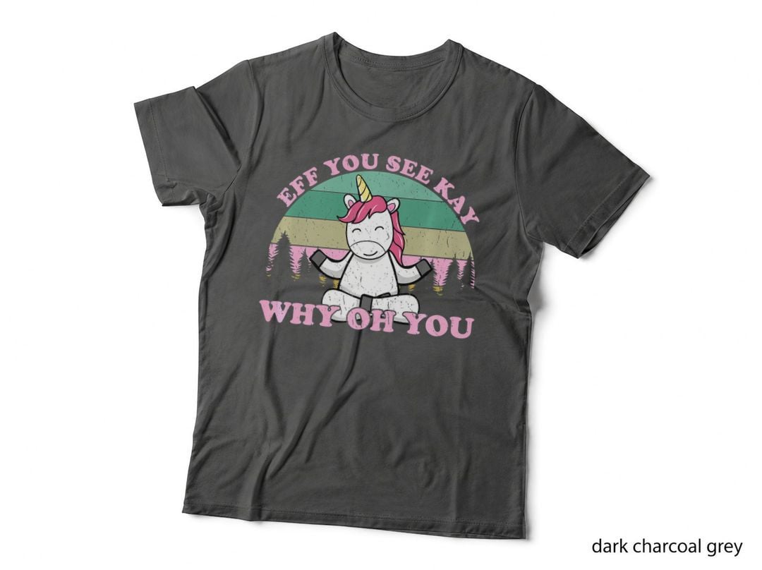Eff You See Kay Why Oh You Vintage Unicorn Yoga Funny Vintage T-Shirt