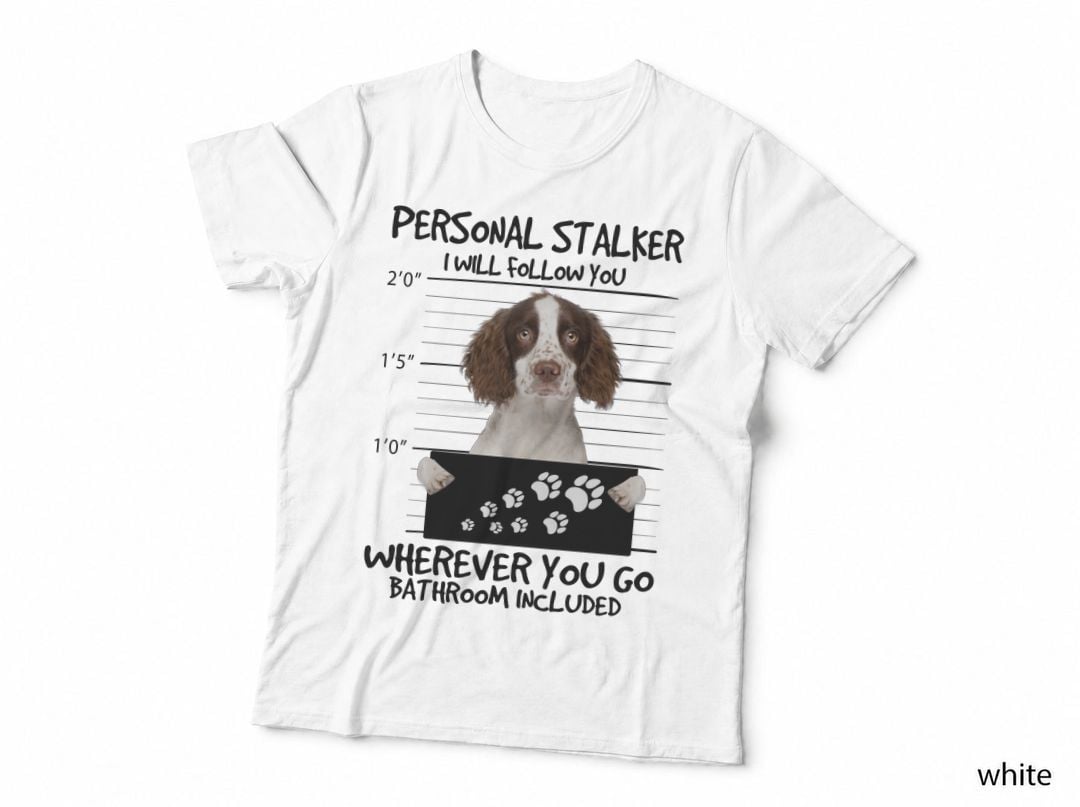 English Springer Spaniel Mugshot T-Shirt, Funny Sarcasm, Pet Lover Apparel