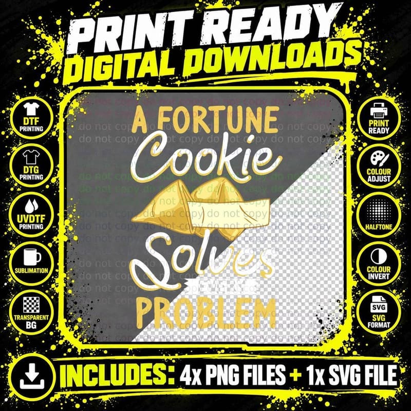 Fortune Cookie Chinese Funny Quotes Sayings Recipe Png SVG Digital Bundle