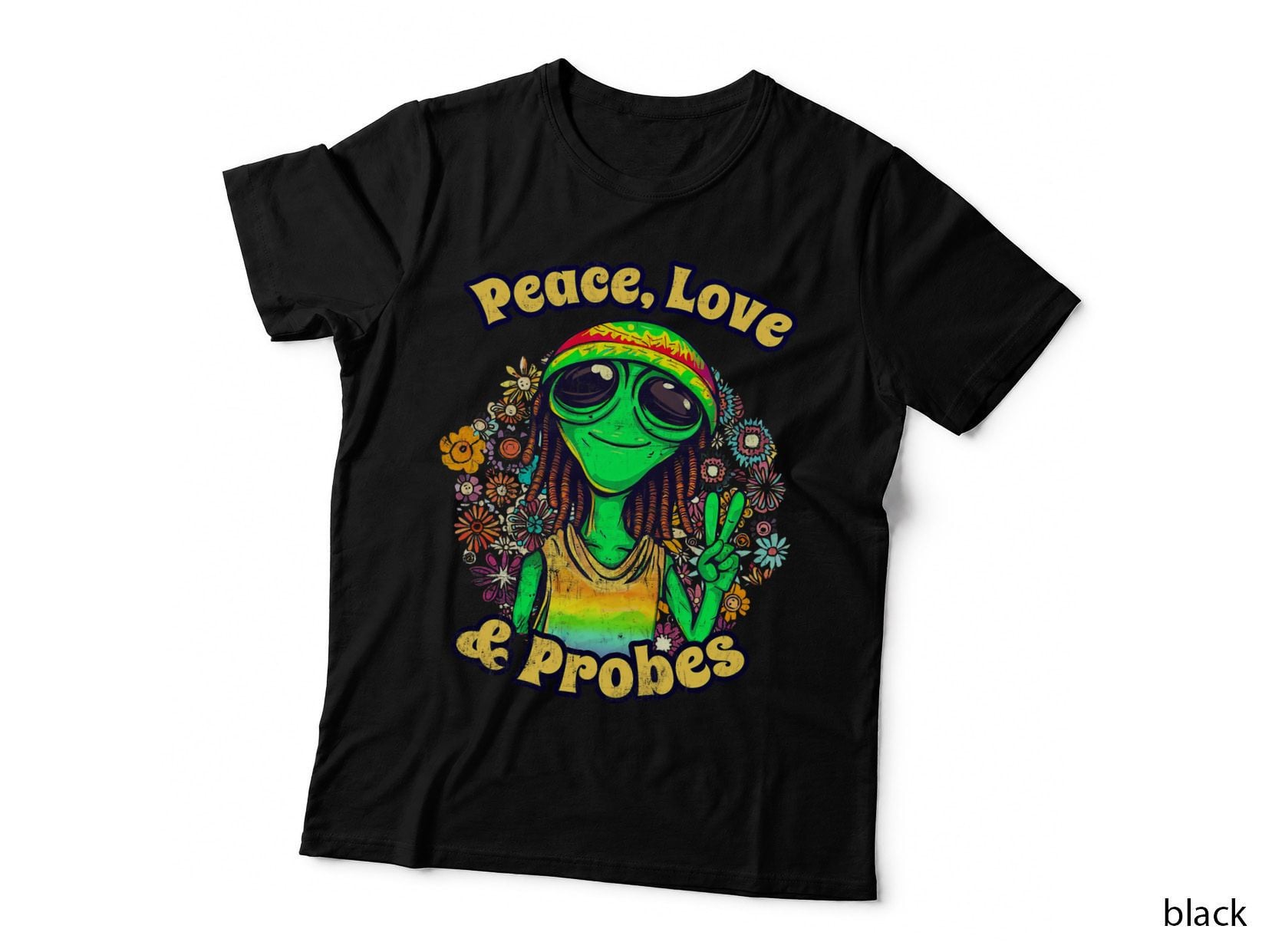 Funny Alien Hippie Ufo Peace Love Humor T-Shirt