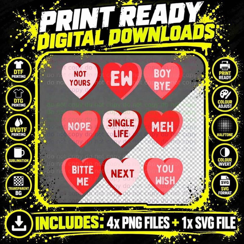 Funny Anti Valentines Day, Single AF Gift for Galentines Png SVG Digital Bundle