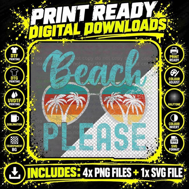 Funny Beach Please Summer Vacay Vibes Beach Vacation Png SVG Digital Bundle