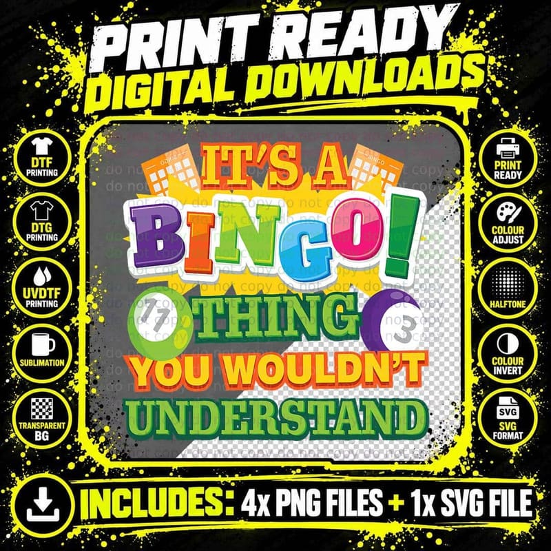 Funny Bingo Quote for Bingo Callers and Players T-Shirt Png SVG Digital Bundle