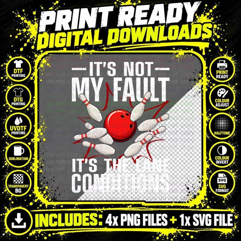 Funny Bowling for Men Women Bowler Team Bowling Lane Png SVG Digital Bundle