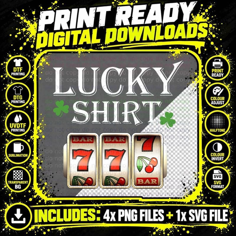 Funny Casino Slot Machine Jackpot Lucky T-Shirt Png SVG Digital Bundle