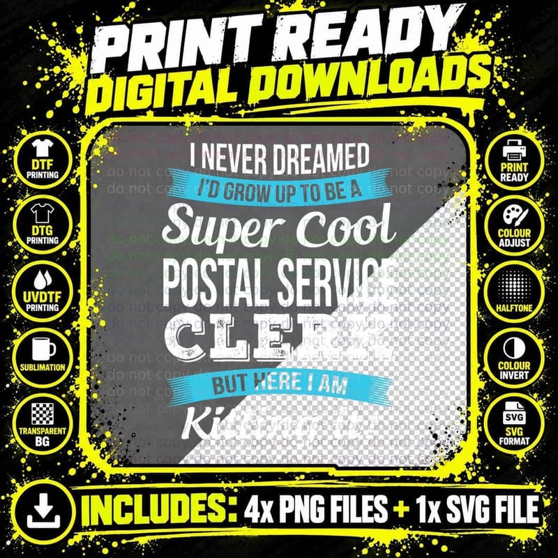 Funny Cool Postal Service Clerk Gift T-Shirt Png SVG Digital Bundle