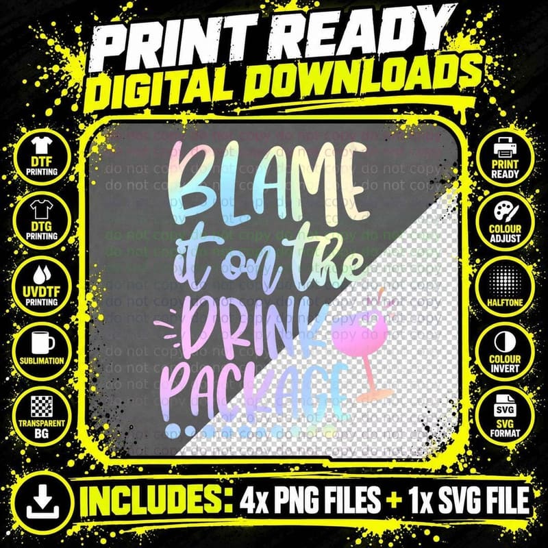 Funny Cruise Squad Girls Trip Blame It on the Drink Png SVG Digital Bundle