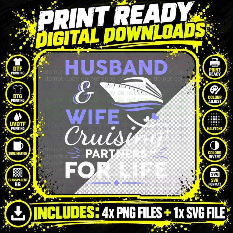 Funny Cruising Design for Husband Wife Couples Cruise Png SVG Digital Bundle