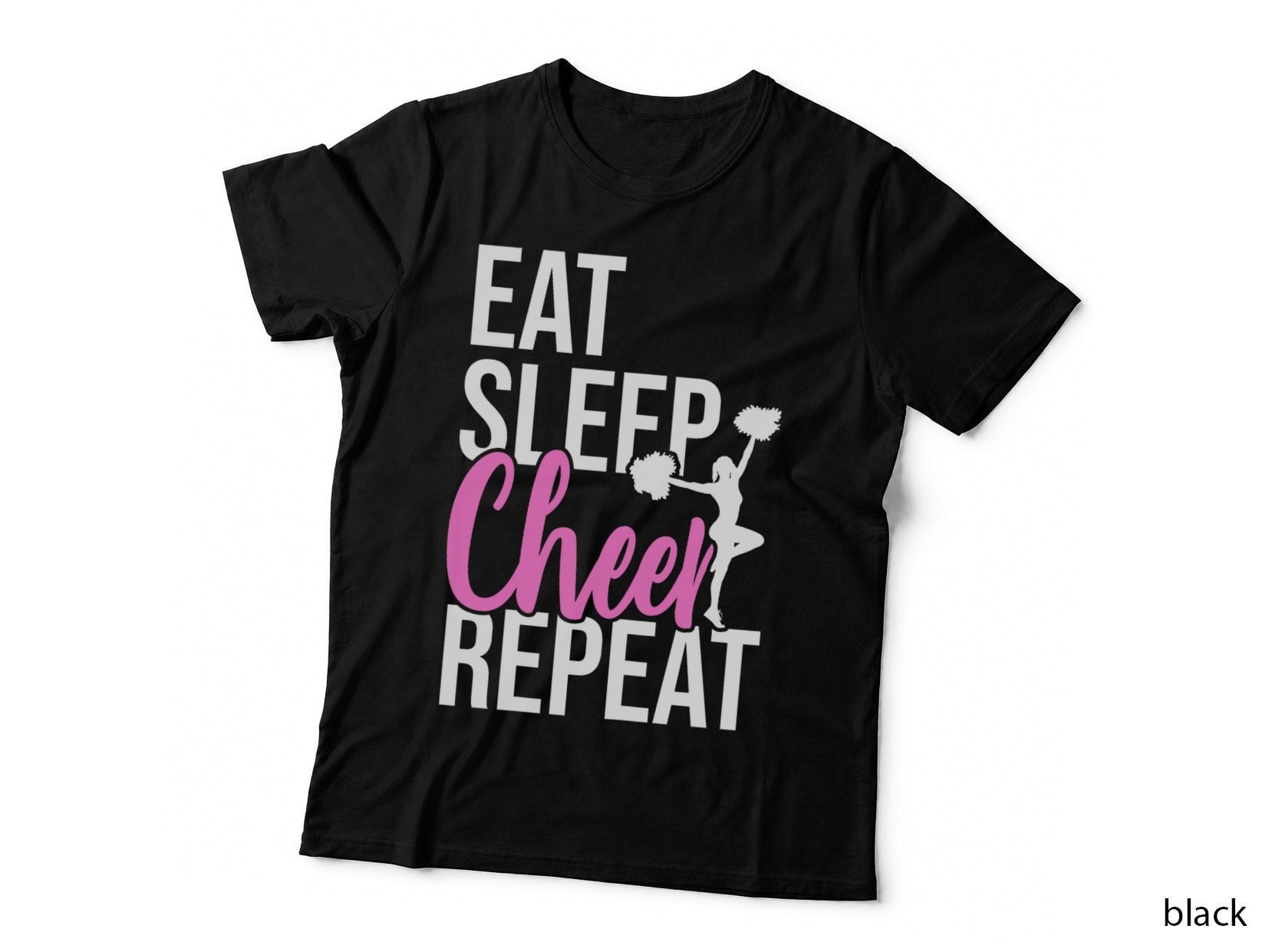 Funny Cute EAT SLEEP CHEER Repeat T-Shirt Love Girls Gift