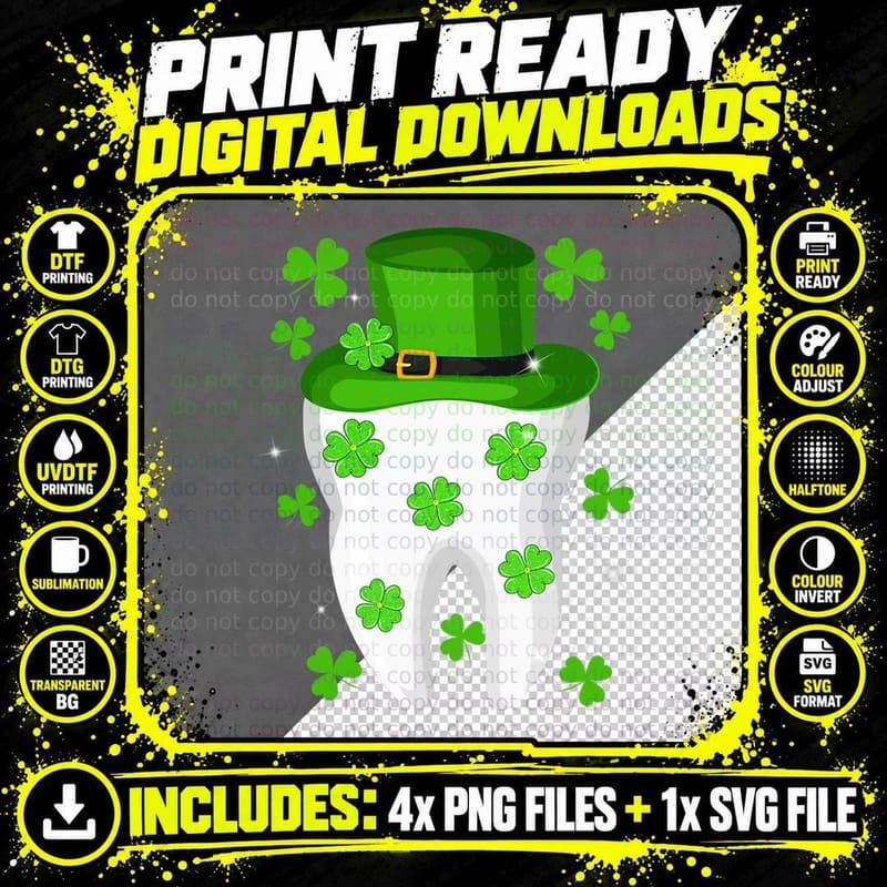 Funny Dentist Hygienist St Patricks Day Leprechaun Png SVG Digital Bundle