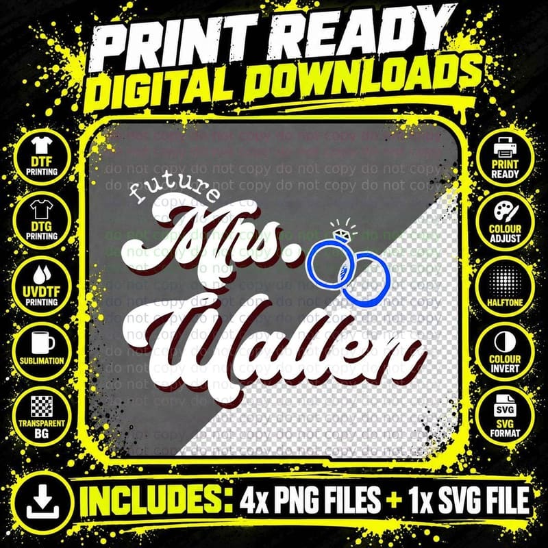 Funny Future Mrs. Wallen Retro 70S 80S 90S Vintage Png SVG Digital Bundle