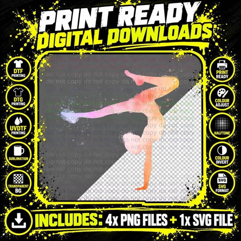 Funny Gymnastics Art for Girls Kids Women Gymnast Png SVG Digital Bundle