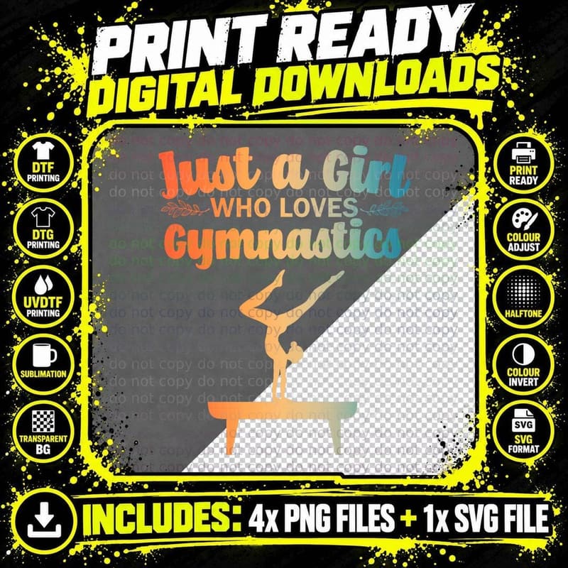 Funny Gymnastics Art for Girls Women Teen Acrobat Png SVG Digital Bundle