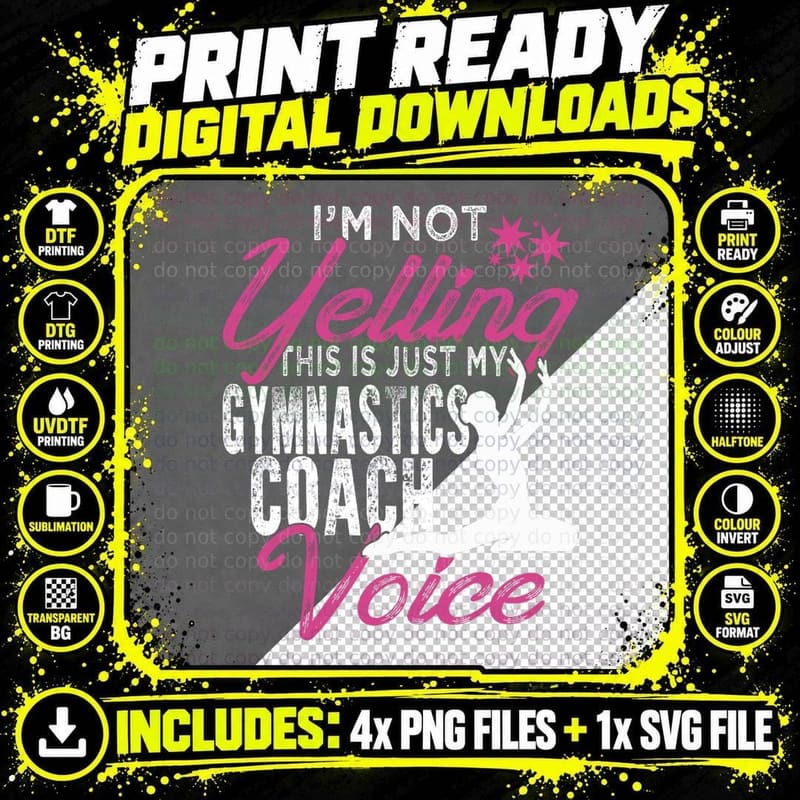 Funny Gymnastics Coach Voice Shirt Gift Gymnast Coach Png SVG Digital Bundle