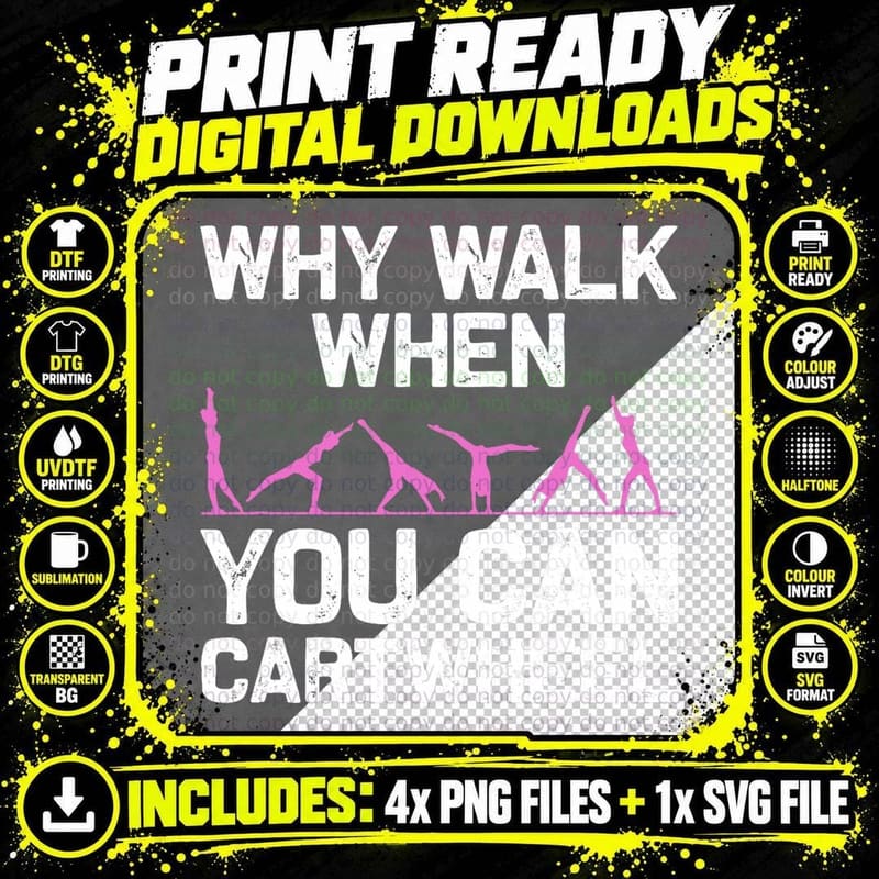 Funny Gymnastics Gymnast Gift for Girls Women Cool Png SVG Digital Bundle