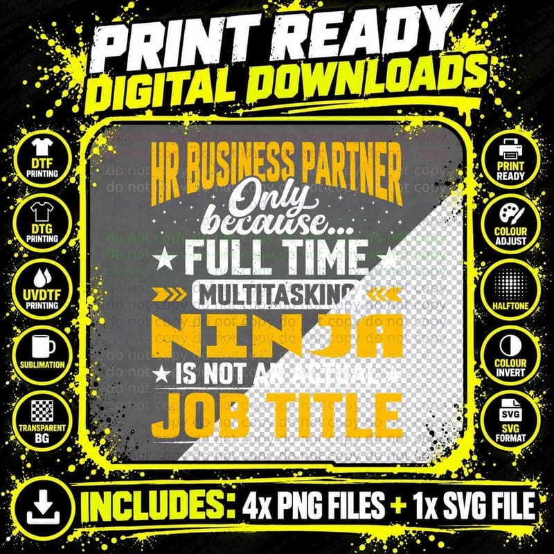 Funny HR Business Partner Job Title T-Shirt Png SVG Digital Bundle