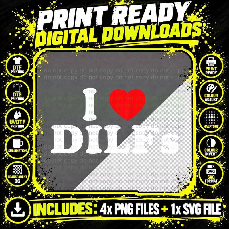 Funny I Love Dilfs I Heart Dilfs T-Shirt Png SVG Digital Bundle