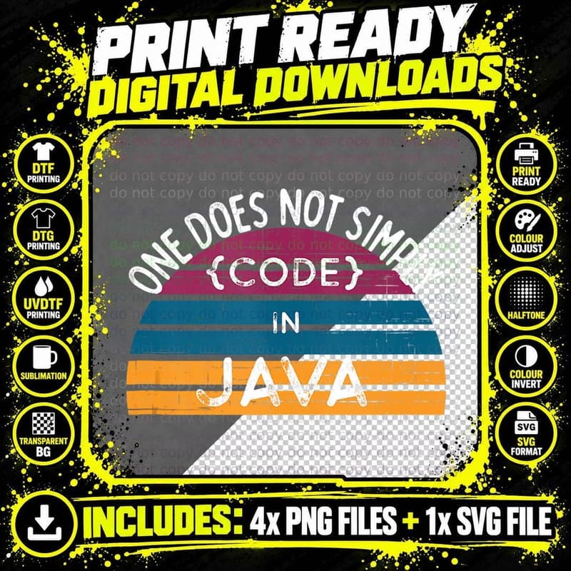 Funny Java Programming Coder Coding Web Developer Png SVG Digital Bundle