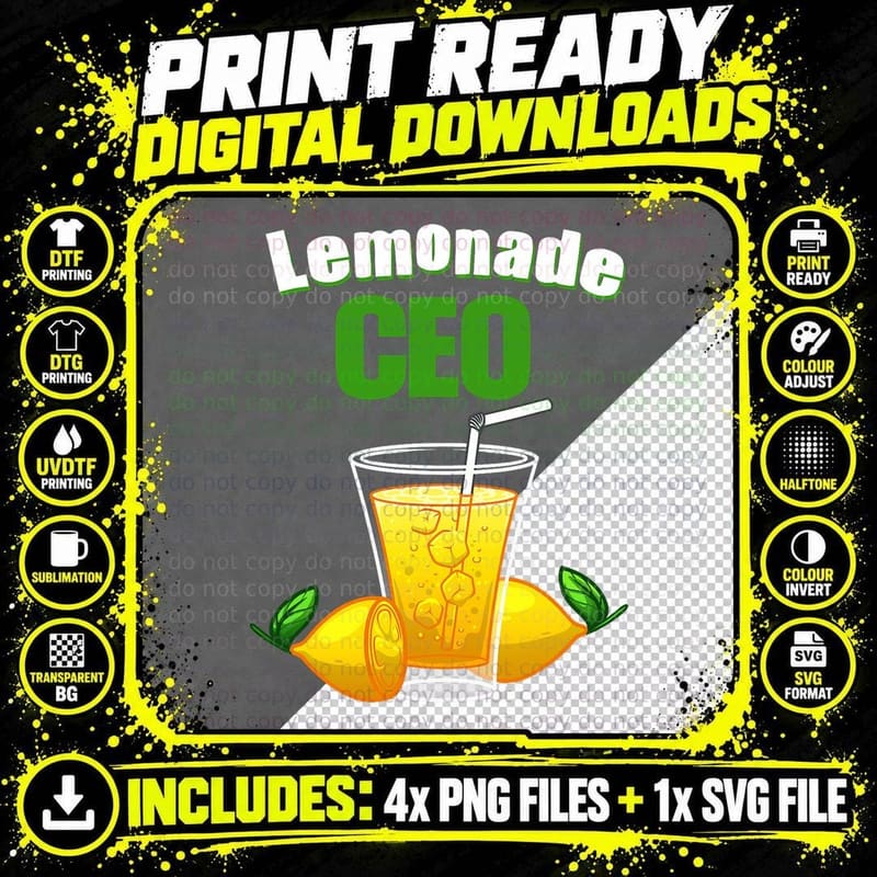 Funny Kids Lemonade CEO Design Men Women Business Owners Png SVG Digital Bundle