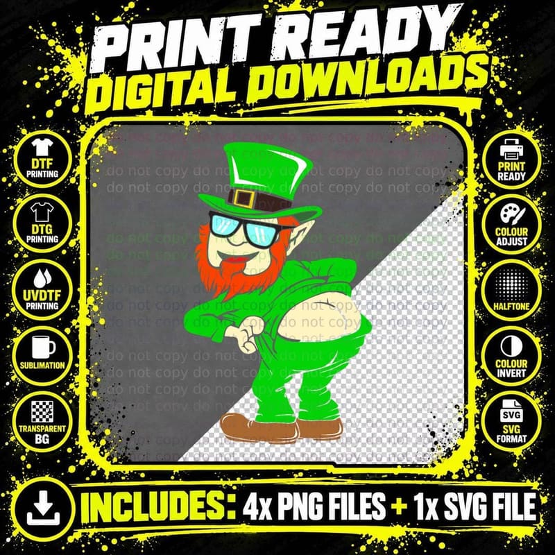 Funny Leprechaun Design - Saint Patrick's Day - Irish Png SVG Digital Bundle